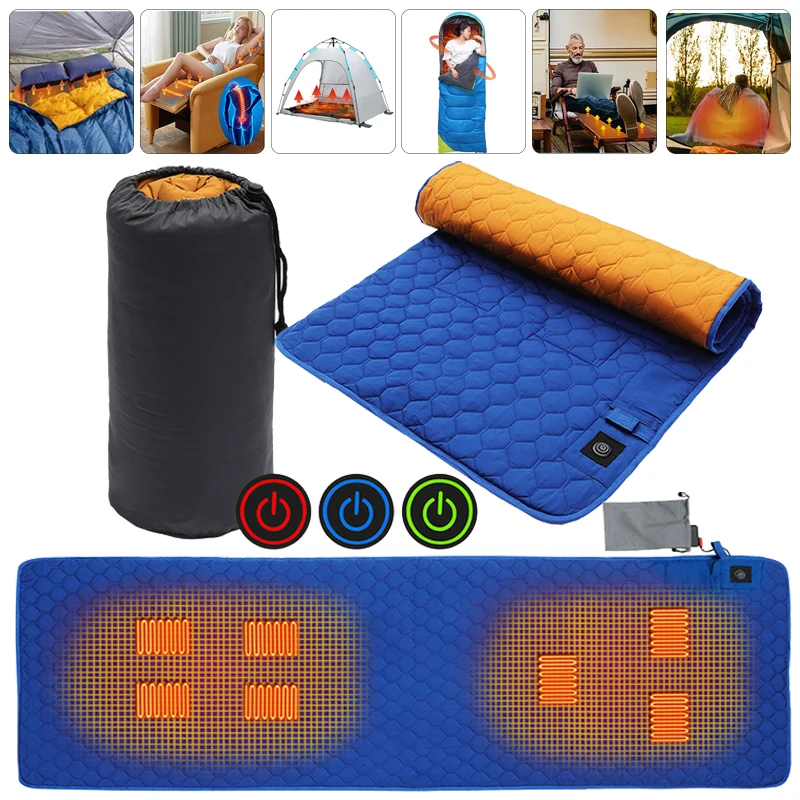 

Outdoor Usb Heating Sleeping Mat Insulation Camping Heated Sleeping Mattress Sleeping Bag Mattress Seven Zone Heating Cold Proof