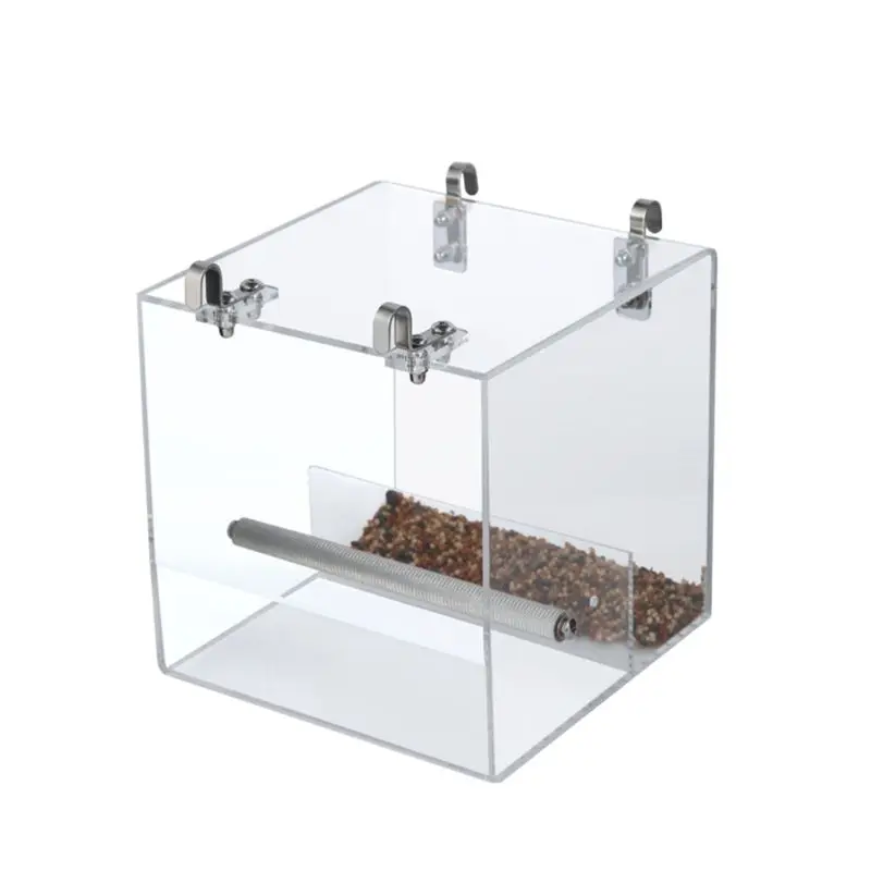 

Hanging Bird Feeders for Cage Automatic Dispenser Transparent Container with Perch for Budgie Cockatiel New Dropship