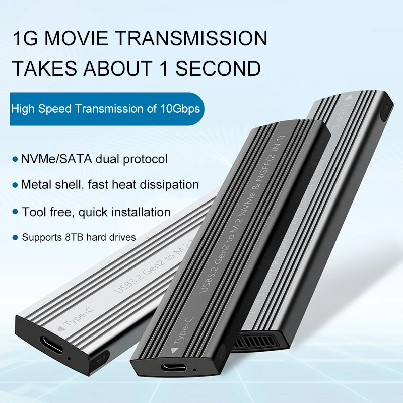 UTHAI M. 2 Solid State Mobile Hard Disk Box USB 3.2 Metal Heat Dissipation External Type-C Interface SATA/NVMe Dual Protocol