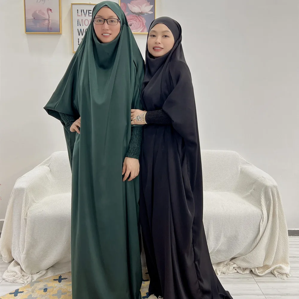 Women Muslim Hooded Abaya Eid Ramadan Kaftan Islamic Clothing Prayer Garment Khimar Caftan Modest Robe Dress Overhead Gown Burqa