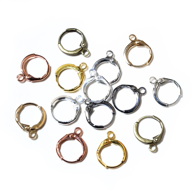 30 Stück 14x12mm dicke französische Ohrring Haken Draht klammern Bronze Gold Silber Farbe DIY Schmuck Making Zubehör