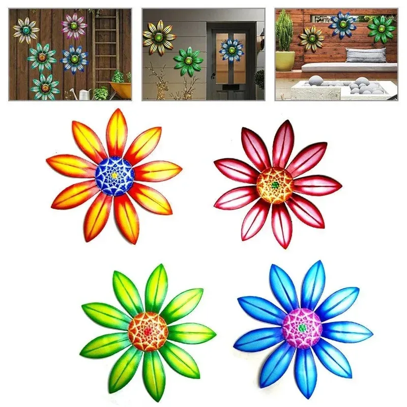 Metal Flower Wall Decoration Art Sculptures Home Bedroom Living Room Wall Hangings Garden