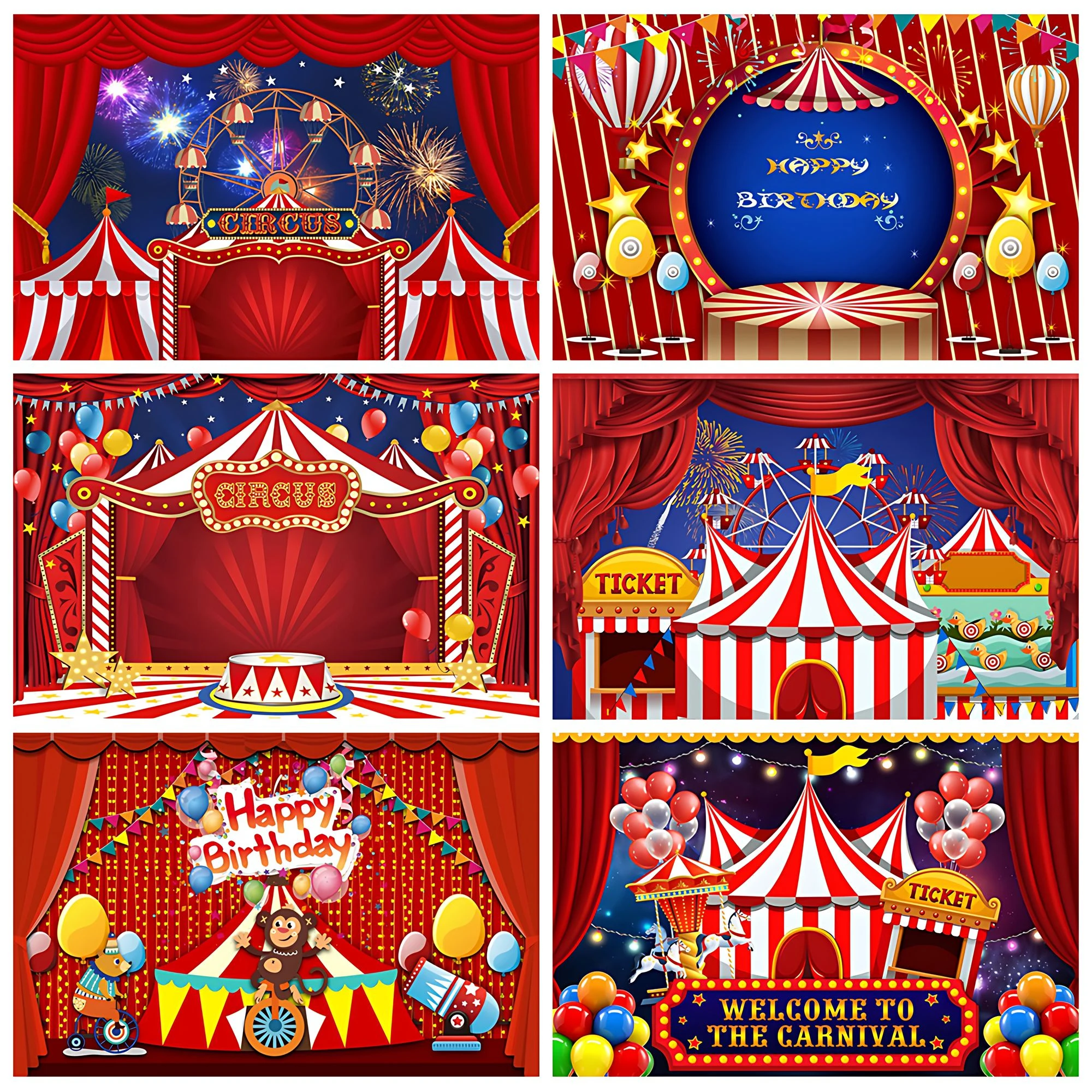 Roter Zirkuszelt Hintergrund Kindergeburtstag Party Dekoration Banner Karneval Nacht Zirkus Kind Porträt Fotografie Hintergrund Custom