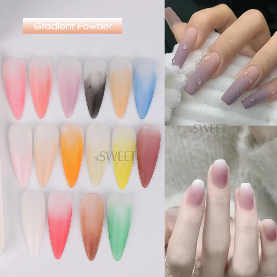 10/16 Colors Solid Nail Powder Glitter Gradient Pigment Ombre Manicure Decor