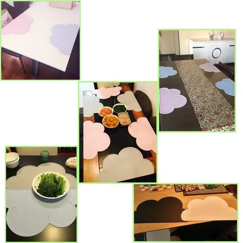 Cloud Shape Placemat Kids Plate Mat Silicone Table Pad Waterproof Heat Insulation Home Kitchen Pads Placemat for Dining Table