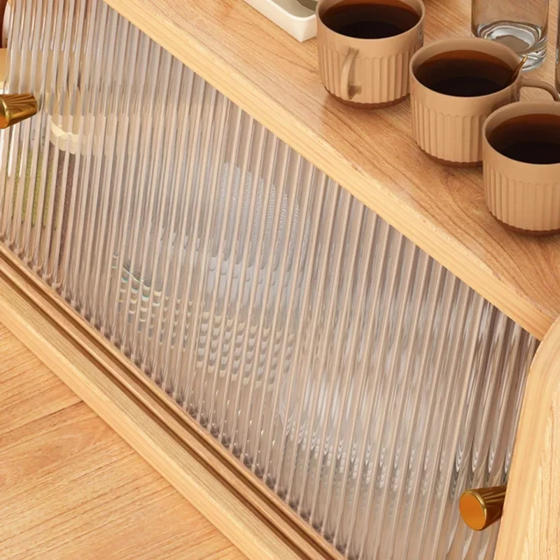 Multifunctional Wooden Dining Cabinet Water Cup Dust-proof Storage Cabinet Kitchen Bowl Counter Surface Storage Rack