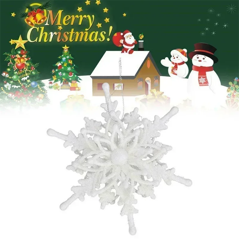 Christmas Ice 3D Snowflake Plastic Glitter Hanging Pendant 12cm for Home Party Wedding Tree Decoration