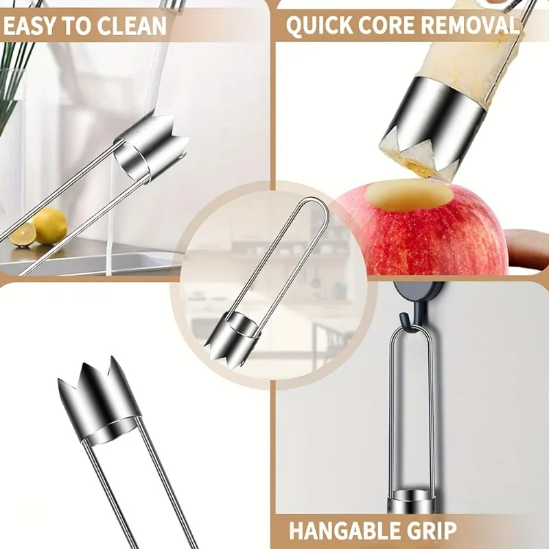 304 Stainless Steel Fruit Corer, Dishwasher Safe Kitchen Gadget for Easy Coring of Pepper, Apple, Tomato, Safe & Efficient Tool