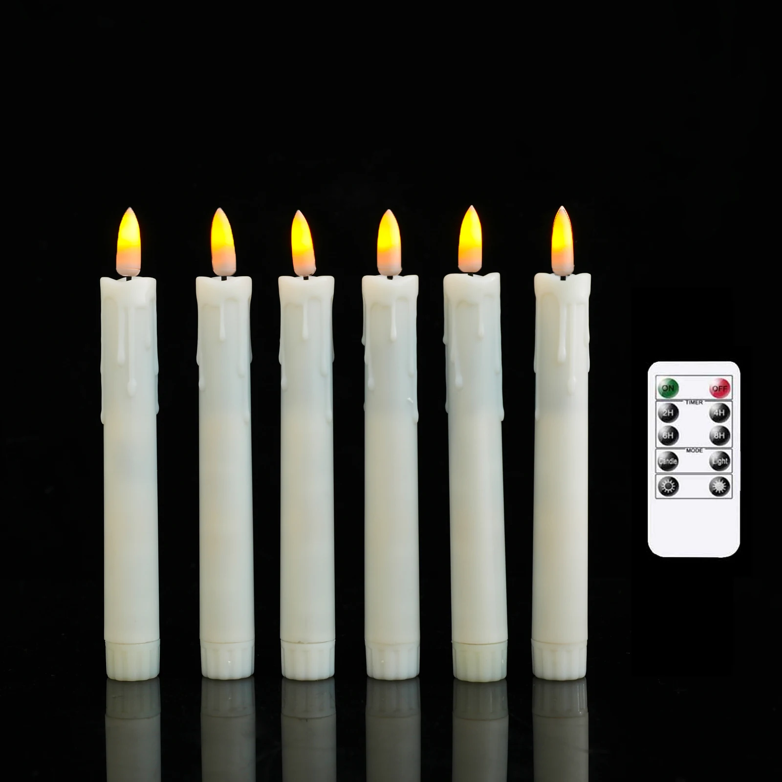 7-or-6-5-Inch-Remote-control-Flameless-LED-Decorative-LED-Candle-Light-Timer-Battery-Operated.jpg 7 Vagy 6,5 Hüvelykes Távirányító Láng Nélküli Led -Es Dekoratív Gyertyafény, Időzítő Akkumulátorral Működtetett Hamis Elektromos Kúpos Gyertyák - Image 2