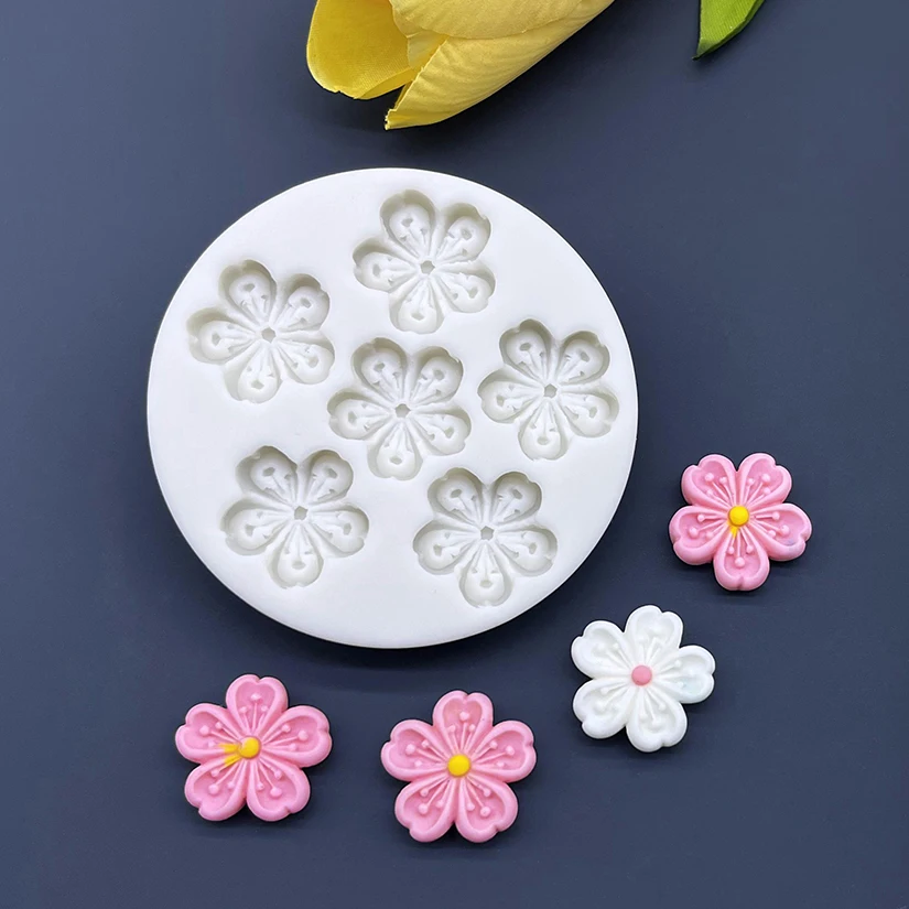 Blume Sakura Silikon form Sugar craft Cupcake Backform Fondant Kuchen Dekorations werkzeuge – Detail 1