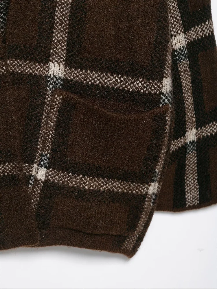  Women Elegant Coat With Scarf Collar Long Sleeve Loose Fit Pockets Jackets Lady Casual Style Knit Streetwear Autumn Winter War