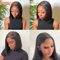 Lagos – perruque Bob Lace Frontal Wig naturelle, cheveux lisses, courts, blond foncé, 13x4 HD, sans colle, pre-plucked, prêt à porter 2