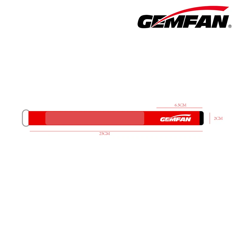 Sangle de batterie LIPO Gemfan rouge de 20x250mm enroulée, idéale pour drone FPV.