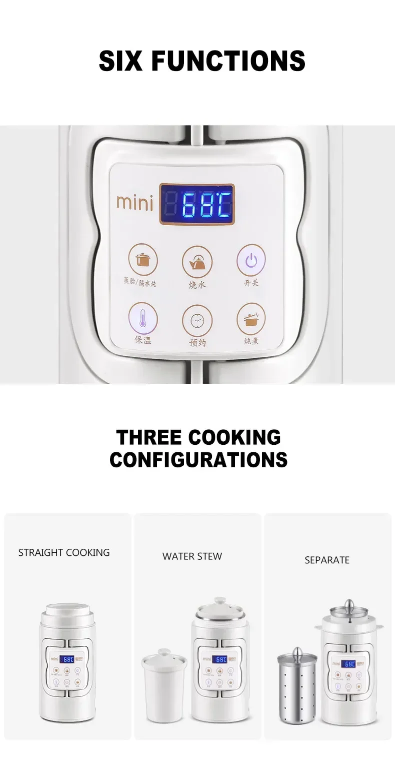 Description Picture 2 of itemPortable Travel Electric Kettle/Multifunctional Electric Stewing Pot/Intelligent Health Pot/Beauty Rice Steaming Pot
