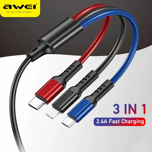 3 in1 Charging Cable Multi Usb Port Multiple Usb Charging Cord Type C Micro  Charger Mobile Phone Wire For iPhone 14 13 12 Huawei - AliExpress