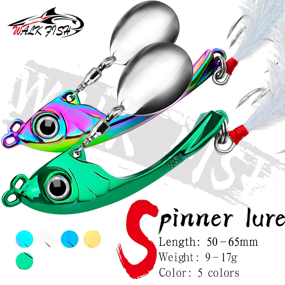 Walk Fish Spinner Bait 9G 13G 17G Metal Vib Fishing Lure Trolling Cucchiaio Rotante Wobbler Sinking Hard Bait Con Paillettes Pesca