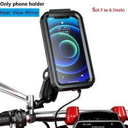 Waterproof Motorcycle Phone Mount with Double Socket Arms and Aluminum Base (Upgraded Mirror S)