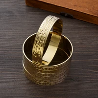 9k Golden Color 65MM Width 14mm Bracelet Women Girls Round Dubai Bangles African Arabic Wedding Jewelry #115 2