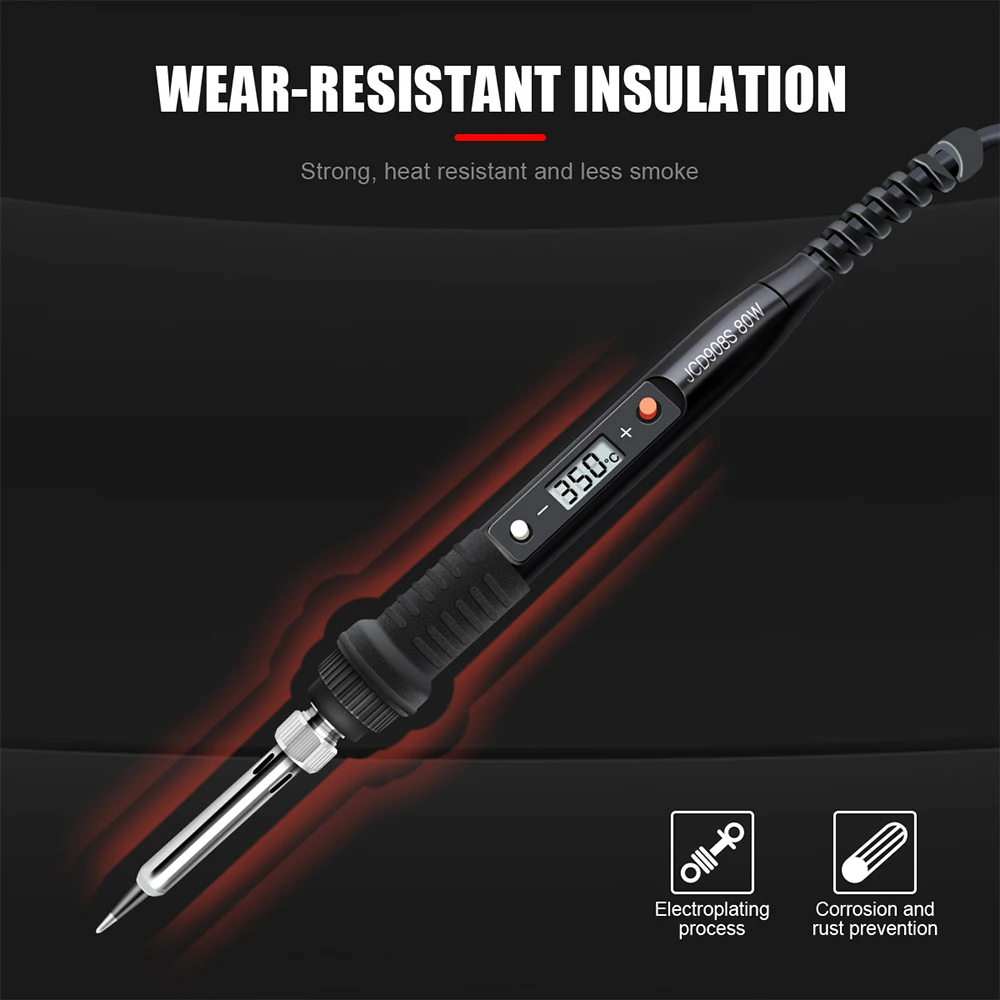 JCD Electric Soldering Iron 80W LCD Adjustable Temperature Welding Tool Ceramic Heater Soldering Iron Head Welding Repair Tools