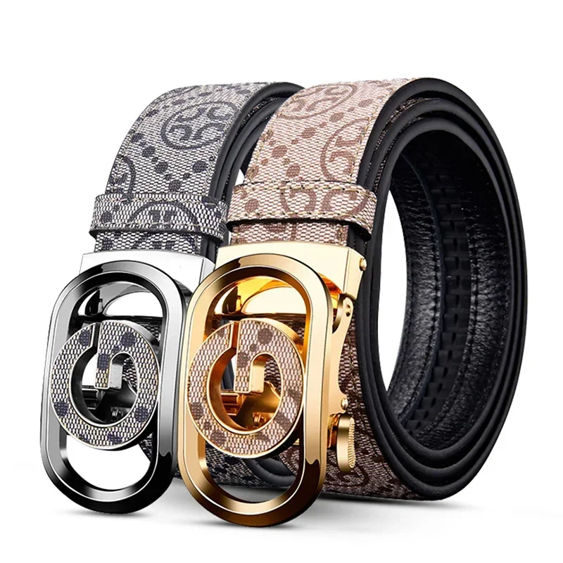 

2024 Brand GG Belt for Men's Automatic Genuine Leather Belt Male Brown Silvery Fashion Luxury Designer Golf Trouser Belts Man