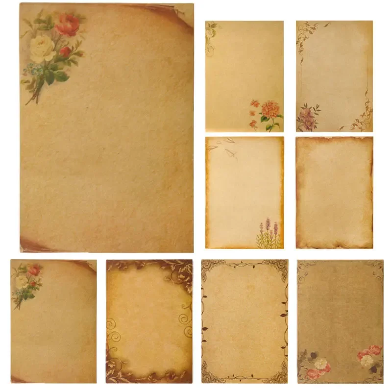 8pcs A5 Kraft Paper Vintage Letter Decorative Backing Paper Scrapbooking DIY Crafts Wedding Birthday Christmas Party Supplies Greeting Thank You