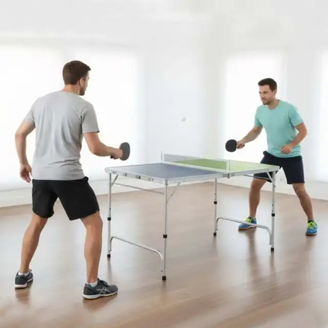 Portable Ping Pong Table Foldable Table Tennis Table with Aluminum Frame-Green