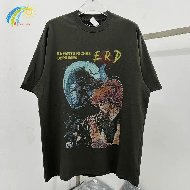 

Футболка оверсайз черная для мужчин и женщин, хлопковая тенниска с аниме принтом персонажа, модная повседневная майка, уличная одежда