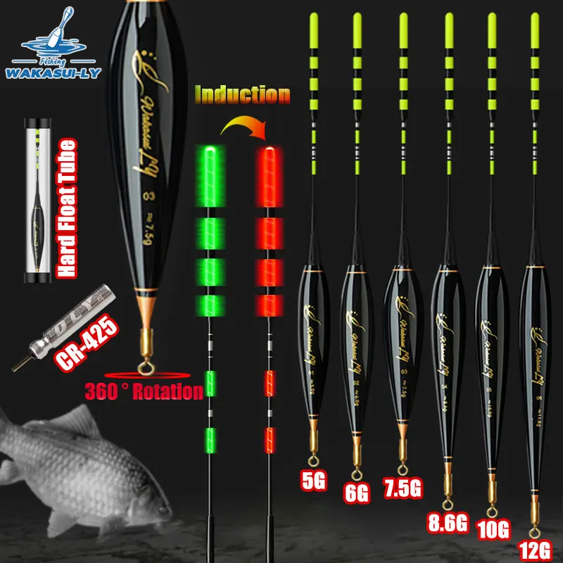 Wakasuily New Rock Fishing Float Piedi Corti Flipping Fast Gravity Sensing Tornitura Red Night Led Sensibilità Attrezzatura Da Pesca