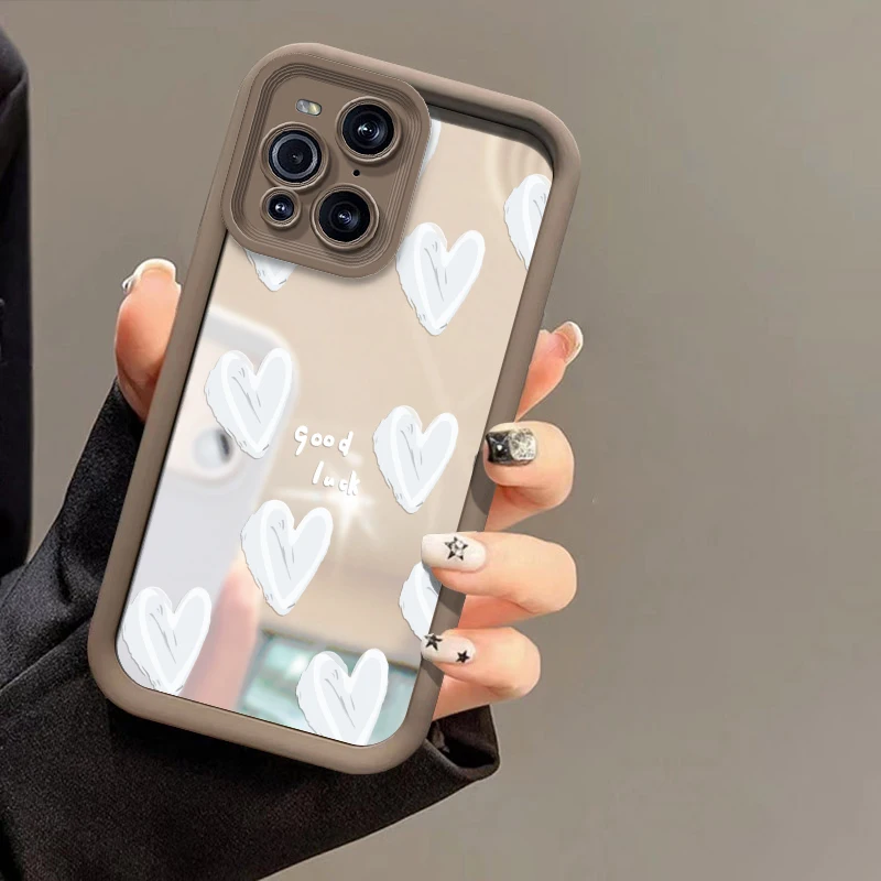 Love Heart Shockproof Makeup Mirror Phone Case Cover