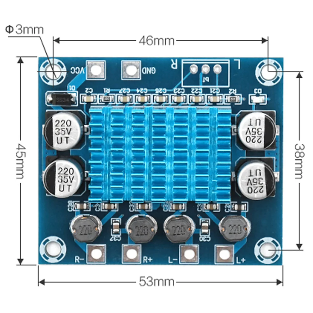 1pcs XH-A232  Class D Digital Audio Power Amplifier Board Output 30W*2 HD Audio Amplifier Module Power Supply 12-24V