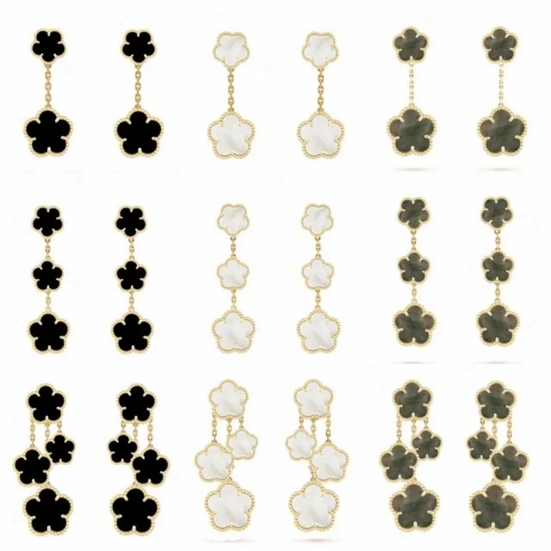 

AAA high-end European and American popular 925 sterling silver four-leaf clover earrings charm fashion Christmas gift earrings