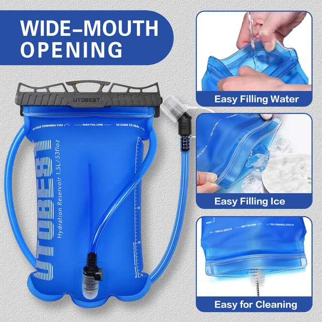 UTOBEST 1.5L 2L 3L Hydration Bladder BPA Free Water Storage Bag for Camping Hiking Backpacking 2