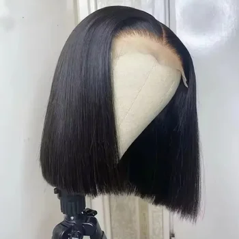 200Density Straight Short Bob 5x5 HD Lace Front Human Hair Wigs 4x4 Lace Closure Wig Brazilian Black Wig For Women Cheap On Sale 1