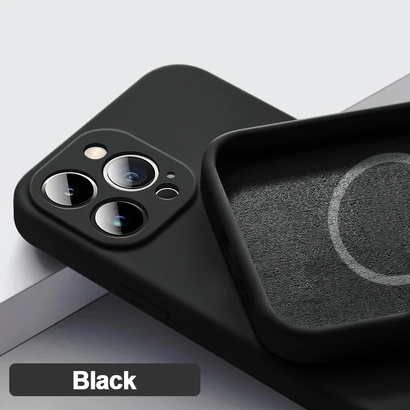 Premium Magnetic Liquid Silicone Phone Case with Wireless Charging Support