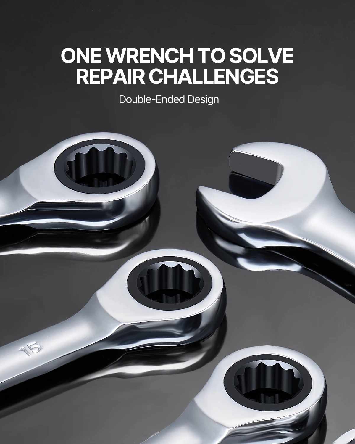 Metric Ratcheting Wrench Set with CrV Steel for Household Repairs