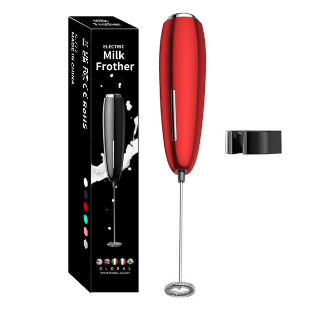 Montalatte portatile da cucina Potente macchina per schiuma elettrica con supporto Alimentato a batteria Frullatore per schiuma Miscelatore per bevande per caffè 5