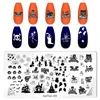 Halloween Nail Art Stamping Plate Drawing Template Pumpkin Heart Wave Line Ghost spider Bat Image Stencil Nail Printing Tools 4