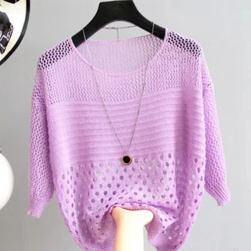 Spring and Summer New Ice Silk Top Knitted Back Hollow Thin Bottom Suspender Street Women's Casual Shirt 13686