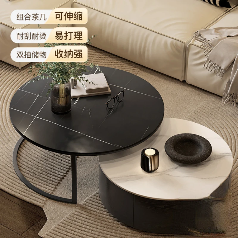 

Italian minimalist movable rock coffee table round living room home