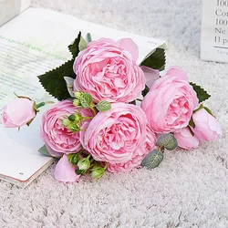 Elegant Artificial Silk Rose Peony Bouquet for Home and Wedding Decor (1)