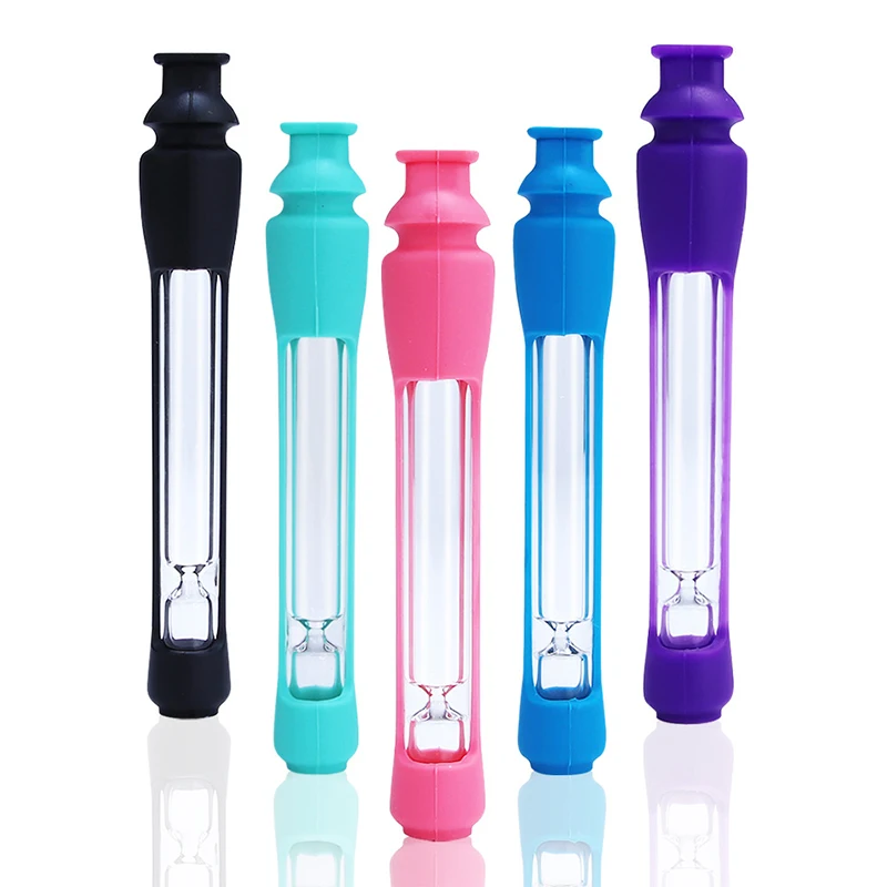 Tobacco Glass Pipe Holder Glass Straw Reusable Straw Cocktails Drinking Straws Eco Friendly Glass Tube Drinkware Bar Accessories