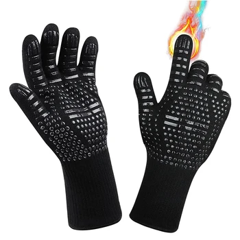 BBQ Gloves Heat Resistant Kitchen Silicone Oven Mittens Non-Slip Pot Grilling Gloves for Grill Smoker Barbeque Cooking Baking 1