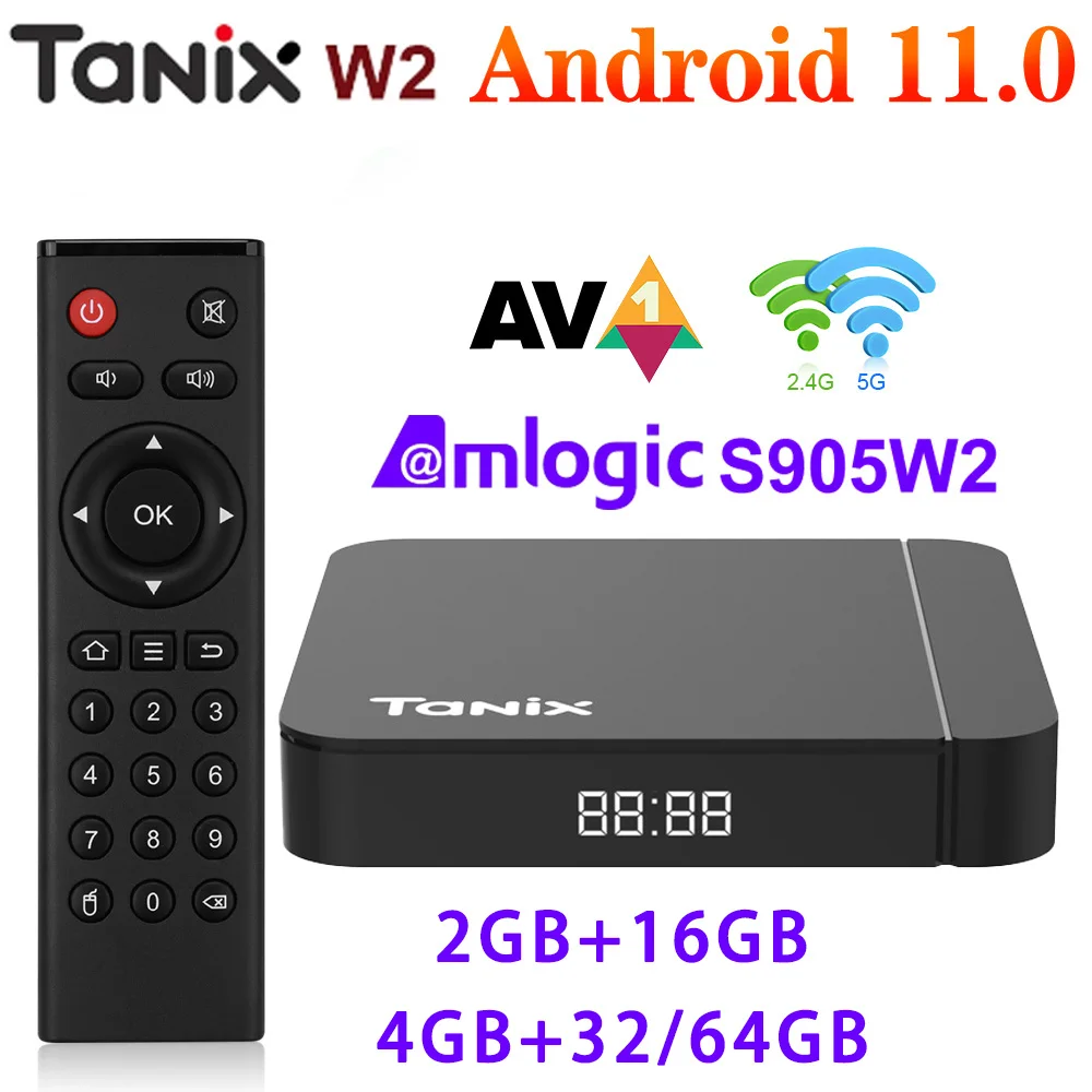 

Tanix W2 Amlogic S905W2 Android 11 TV Box 4G/64G 2G/16G AV1 BT TV BOX 2.4G&5G Dual Wifi 4K HD Set Top Box Media Player