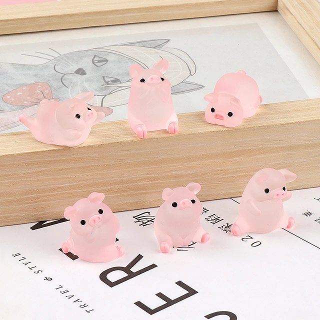 10/5pcs Kawaii Mini Resin Pig Cartoon Pigs Miniatures Terrarium