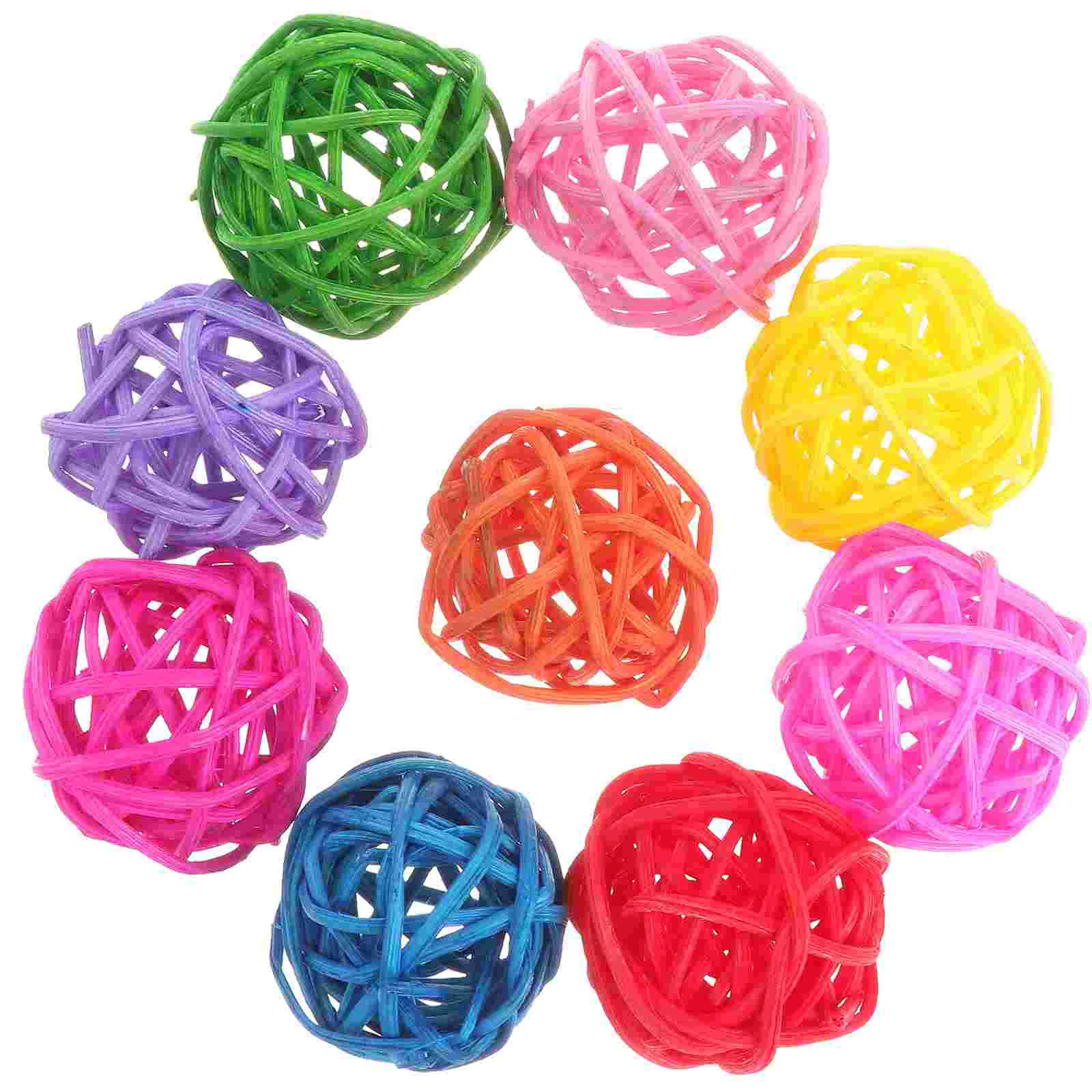 

3CM Parrot Chewing Toy Ball Primary Color Rattan Ball Pet Bird Training Interactive Toy Bird Cage Decoration Bird Supplies