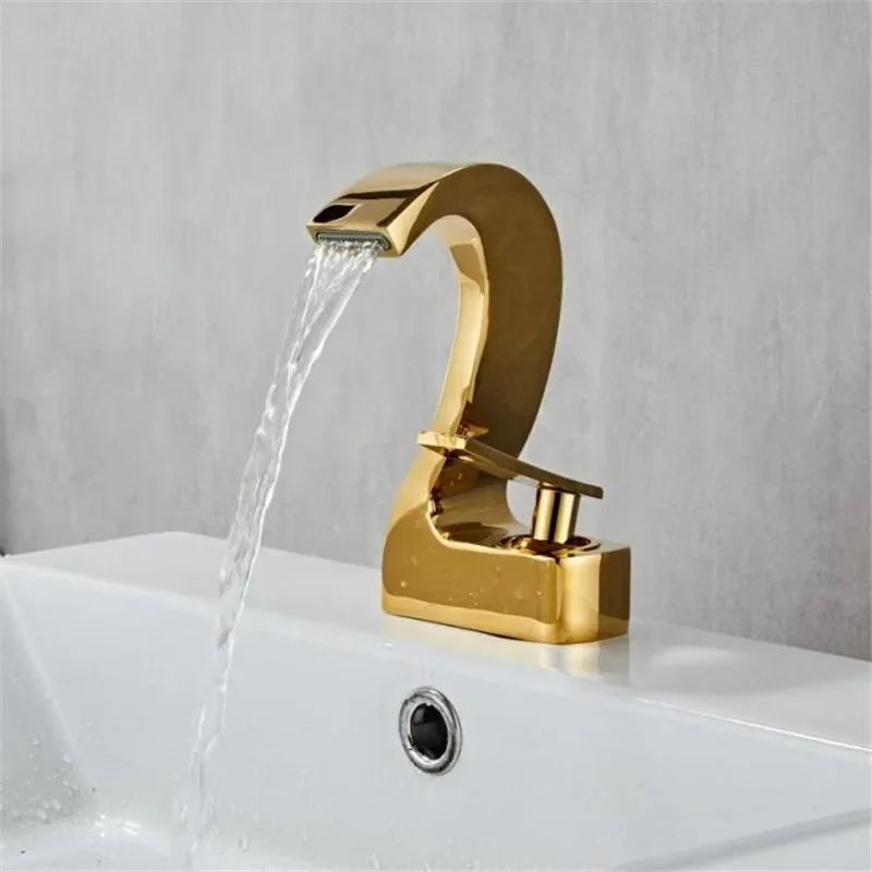 Description Picture 6 of itemBathroom Faucet Solid Brass White & Gold  Bathroom Basin Cold And Hot Water Mixer Sink Tap Single Handle Deck Mounted Tap