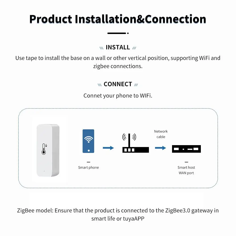 ZigBee Temperature Humidity Sensor Indoor Detector APP Real-time Monitoring Notification Alert Compatible Alexa Google Assistant 4