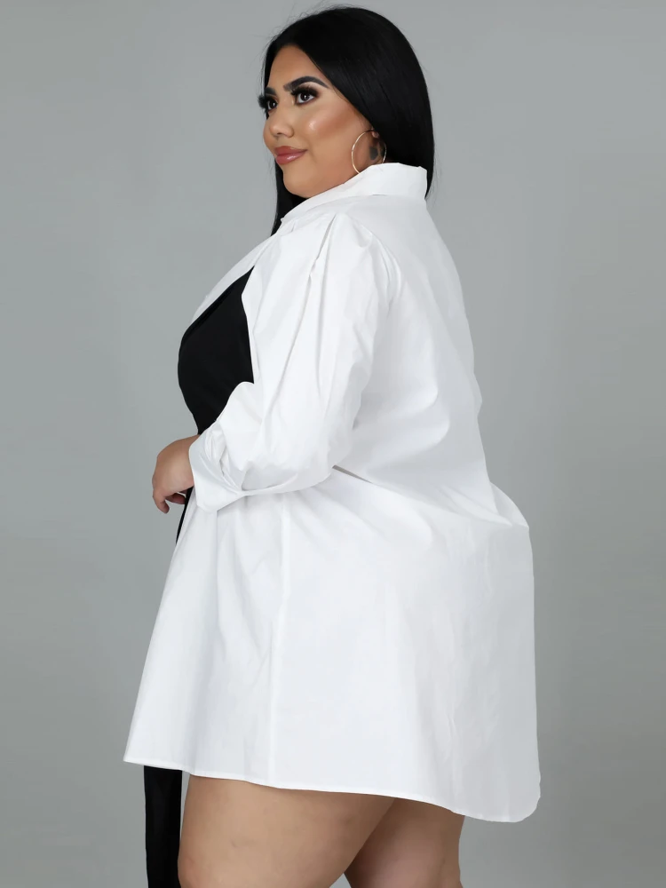 Posibilidades cerveza negra Ambiente Vestidos camiseros blancos de manga larga con cuello vuelto para mujer,  trajes de fiesta de cumpleaños de noche informales, trajes de talla grande  4XL 5XL, trajes nuevos| | - AliExpress