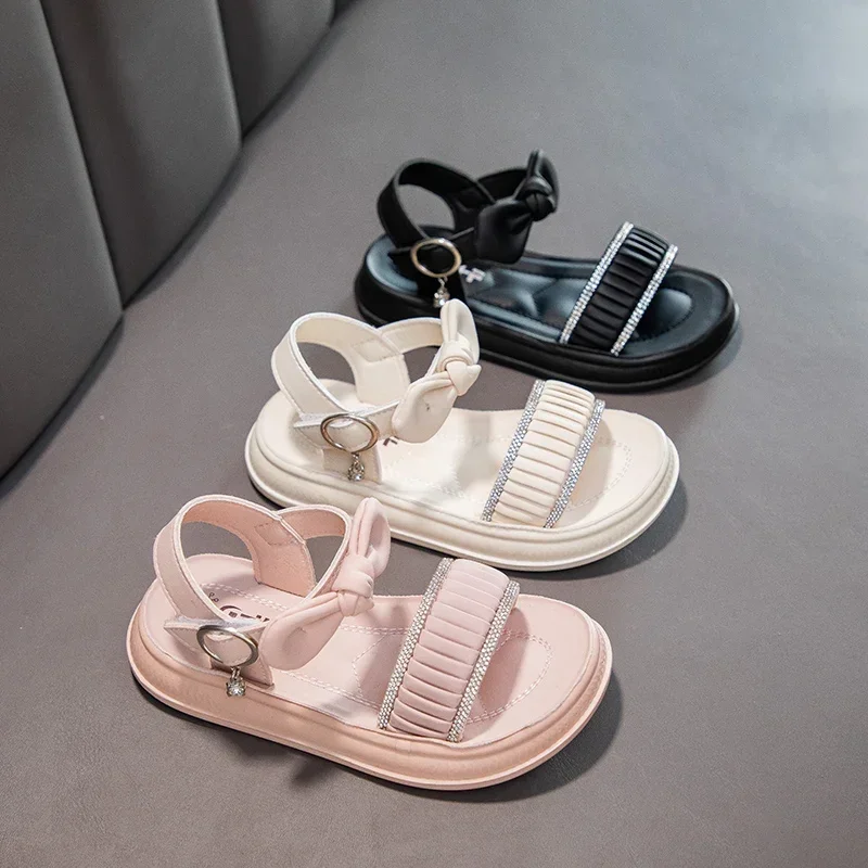 Girls Princess Kids Beach Sandals Crystal Non Slip Soft Sole