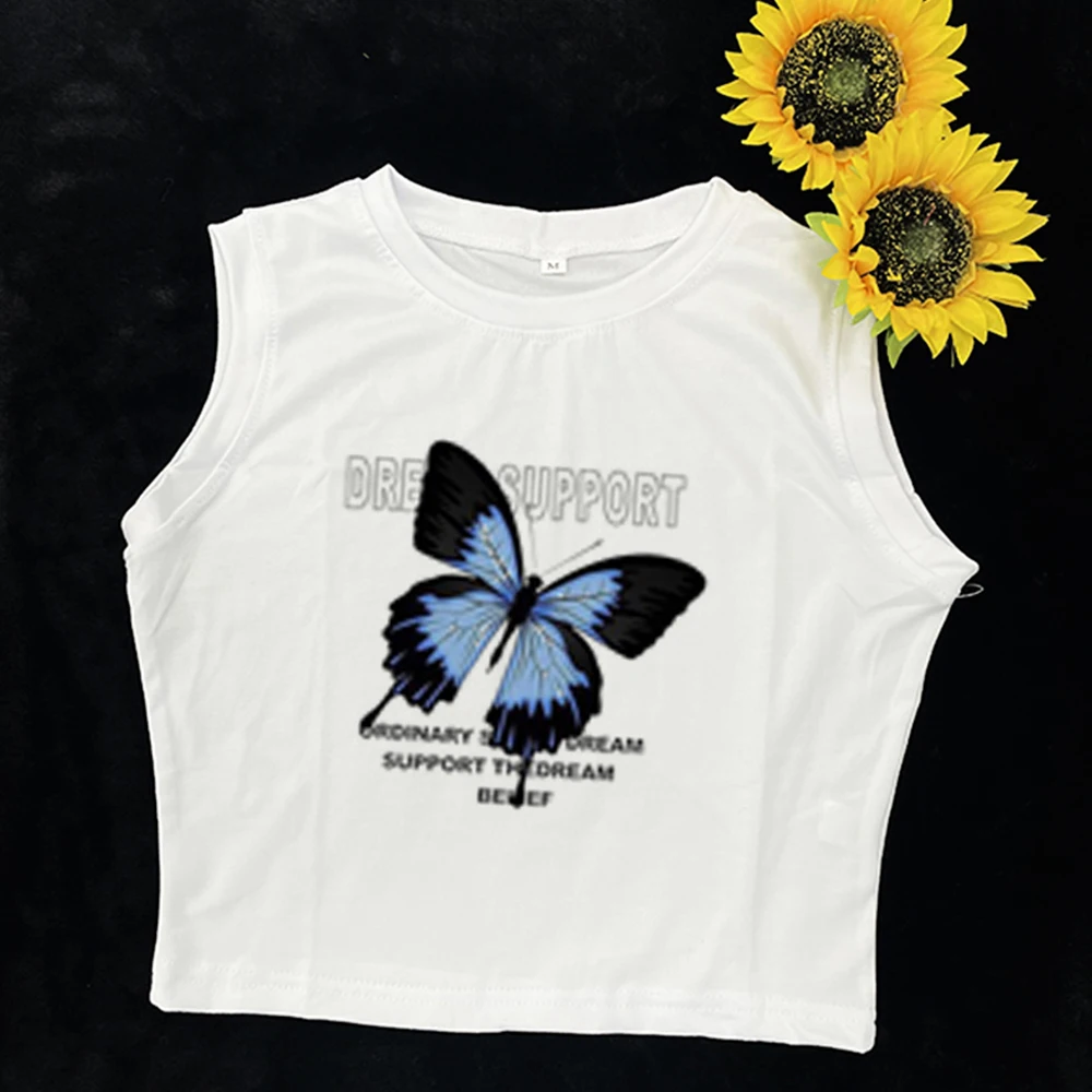 Full-shoulder cotton short-sleeved T-shirt women summer new spice girls high waist slim short crop clothes sweet and spicy